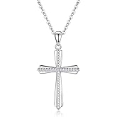 GAVU Cross Pendant Confirmation Necklace, 925 Sterling Silver Cross Necklace for Women