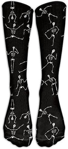 LJB Unisex Cute Skeleton Dancing Knee High Long Socks Athletic Sports Tube Stockings For Running,Football,Soccer