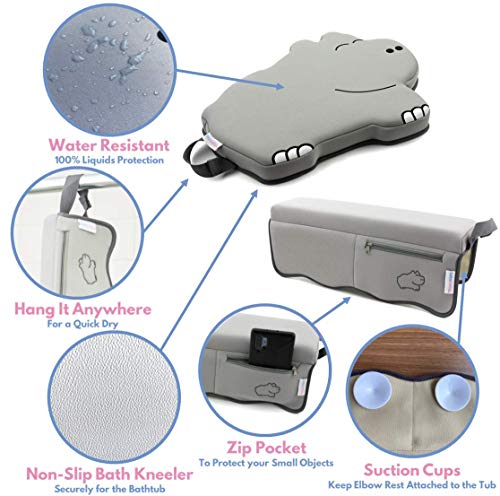 Limitless Kids Co. l Premium Bath Kneeler with Elbow Rest Pad Set l 1.5 Inch Thick l Extra Strength Suction Cups l Ultra Bath Comfort & Safety l Solution to Elbow & Knee Pain l Large l