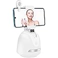 TRELC Smart Tracking Phone Holder, 360°Horizontally and 45°Vertically Rotation Auto Face Object Tracking Mount, Shooting Stand for Vlog Shooting Live Streaming, NO APP Required (with Selfie Light)