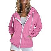Dokotoo Women's Full Zip Up Hoodie Long Sleeve Hooded Sweatshirts Pockets Jacket Coat for Women