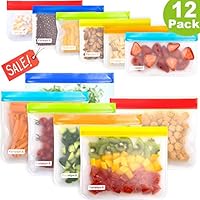 Farielyn-X 12 Pack Reusable Storage Bags - Leakproof Freezer Bag(6 Reusable Sandwich Bags + 6 Reusable Snack Bags) EXTRA THICK Ziplock Lunch Bags for Food Storage Home Organization BPA FREE