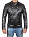 Decrum Motorcycle Jackets for Men - Black Slim Fit Biker Leather Jacket Mens