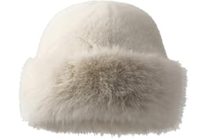 CAISSIP Winter Faux Fur Bucket Hat WomenFuzzy Fur Warm Hat Women's Furry Fisherman Cap Casual Trendy Trips Sports Skiing Cap