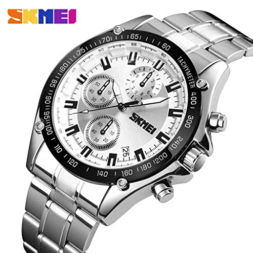 LUCAMORE Mens Watches Fashion Analog Quartz Watch Stainless Steel Strap Chronograph Men Business Casual Waterproof Watch