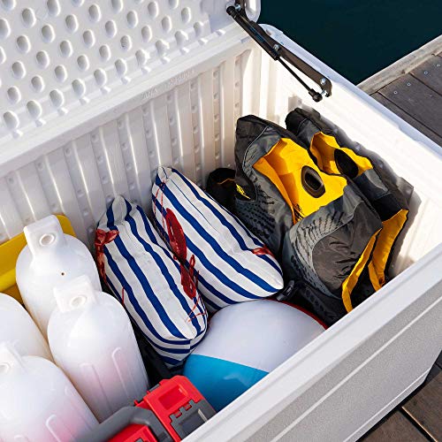 Lifetime 60348 Marine Dock, 130 Gallon Deck Box, Arctic White on