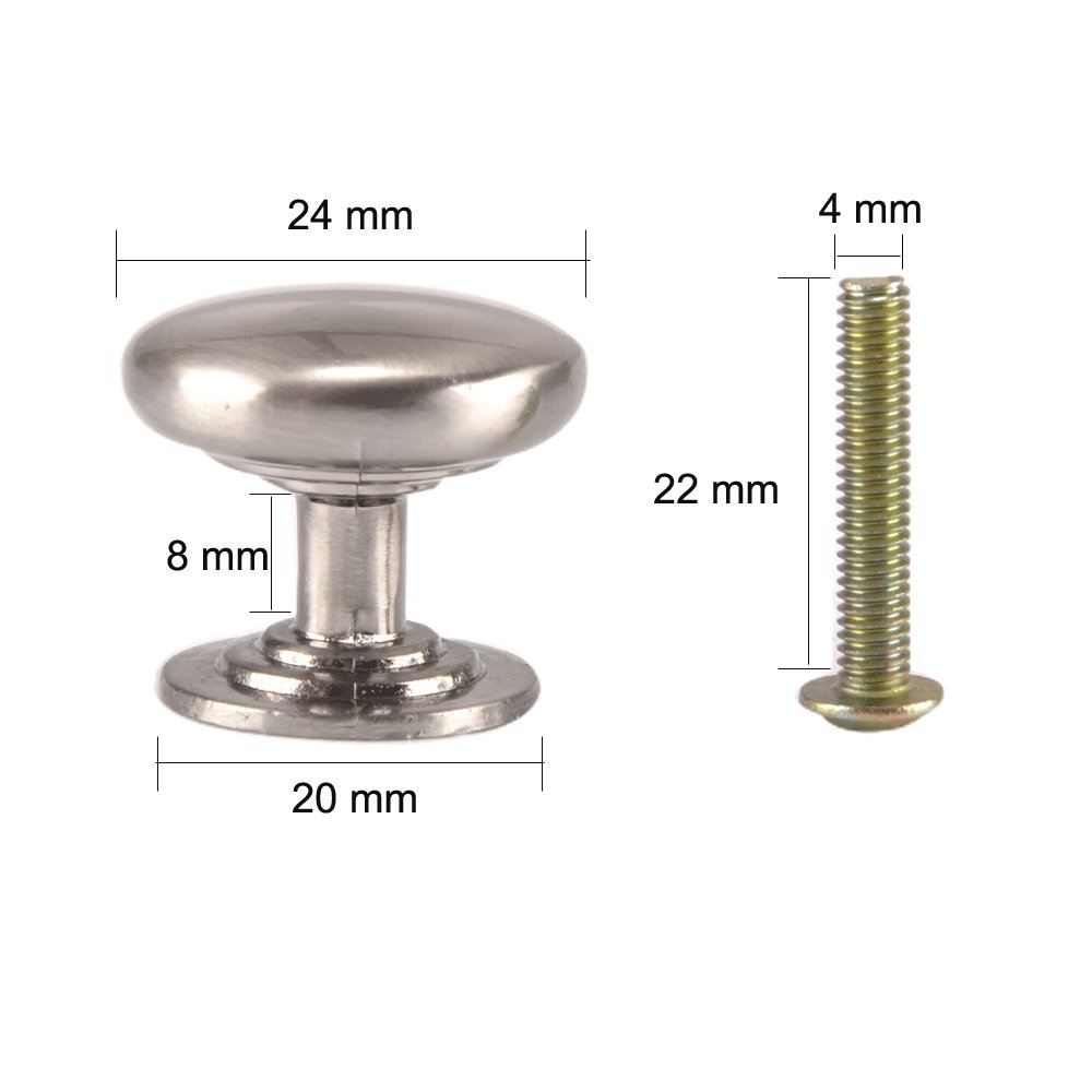 MyArmor 10pcs Satin Polished Zinc Alloy Round Single Hole Door Knobs Closet Pull Handles 24mm Dia. with Screws for Furniture Cabinet Cupboard Wardrobe Door Drawer Shoebox Lockset ect.