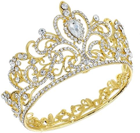 TQA81 Clear Rhinestone Crystal Royal Gold Alloy Bridal Wedding Prom Small Crown