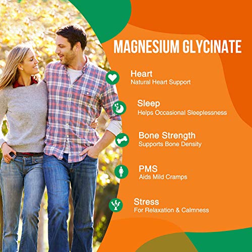 Magnesium Glycinate High Absorption Chelated 525mg, Made in USA, Vegan