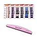 BlueZOO 6 Sheets Shiny Nail Art Stickers, Nail Strips with File (Style 1)