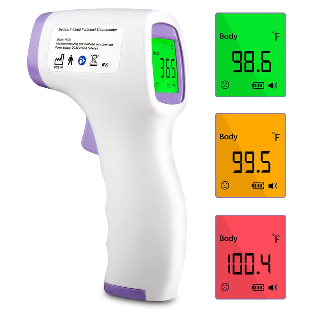 Forehead Thermometer for Adults Kids, Non-Contact Infrared Thermometer with Fever Alarm, Digital Thermometer with 32 sets of Memory Data, Thermometer for Adults and Kids