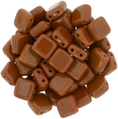CzechMate 6mm Square Glass Czech Two Hole Tile Bead - Umber