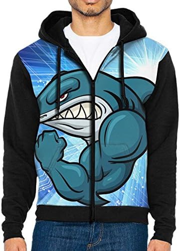LANOMY Shark Bites The Ocean Men's Hooded Sweatshirts Casual Hoodies