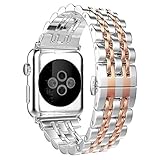 For Apple iWatch Band 42MM, Rosa Schleife Apple Watch Band 42mm Stainless Steel Bands Wristband with Metal Clasp Buckle Smart Watch Bands Bracelet for Apple Watch Sport & Edition (Not Fit 38mm)