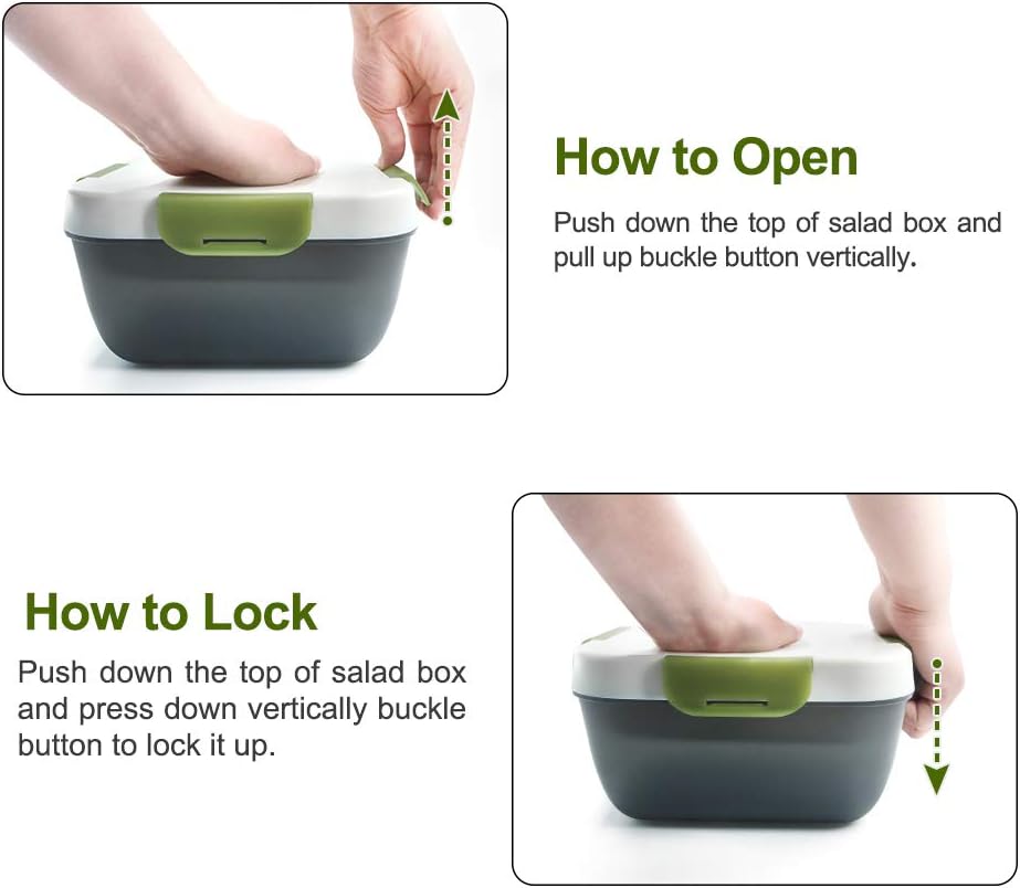  | Rassody 74 OZ Salad Container To Go for Lunch with Ice Pack, Dressing Cup and 4 Compartments for Salads Toppings, Snacks, Fruits, Built-In Fork, Large Mixing Bowl, Leak-Proof, Reusable and BPA-Free: Salad Bowls