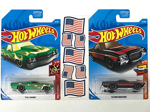 HW El Camino 71' & Ford Ranchero 72' Truck Bundle Plus American Flag Stickers