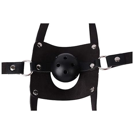 Sexy Toys, Open Mouth, Hood Head Mask, Leather Mouth Gag Oral Open Mouth Stuffed Ball Adult Game,Black