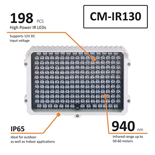 CMVision-IR130-940-CMVision-940nm-Invisible-Wide-Angle-198pc-High-Power-Small-LED-IR-Illuminator-with-FREE-Power-Adapter