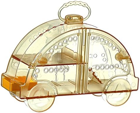 SatisPet Hamster Cage W/ Beetle Car Design - Portable Temporary House For Dwarf Hamsters, Gerbils, Mice (Orange)