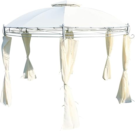 Amazon De Ass Eleganter Gartenpavillon Pavillon 3 5 Meter Durchmesser Rund Mit Dach 100 Wasserdicht Uv30 Und 6 Vorhangen Modell 7073 Wp Von