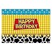 Funnytree 7x5ft Happy Birthday Party Backdrop Kids Cartoon Themed Baby Boy Photography Background Western Cowboy Cowgirl Sky Clouds Cow Print Photo Booth Decorations Cake Table Banner
