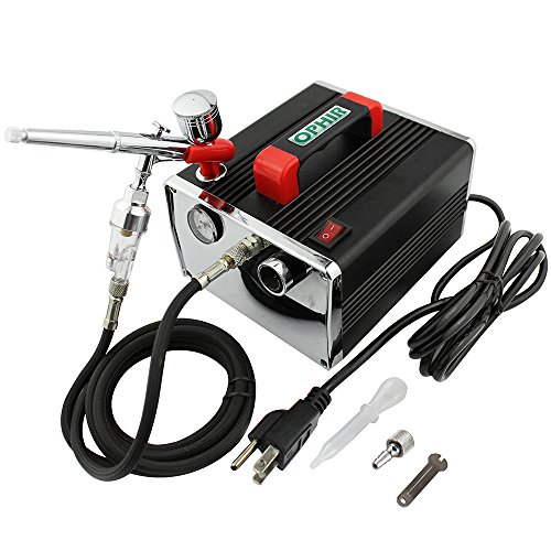 OPHIR 110V US PLUG Mini Air Compressor Airbrush Kit Dual Action for Hobby Makeup Nail Art