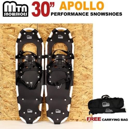 New MTN Man Woman Kid Youth 30" OP White Snowshoes with Nordic Walking Pole Free Bag