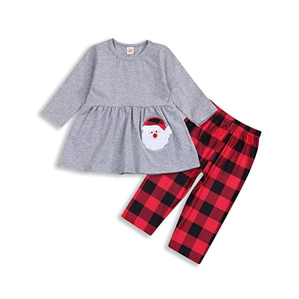 Christmas Clothes Kids Toddler Baby Girls Long Sleeve Snowman Dress Shirt Snowflakes Pants Fall Winter Outfit Set (12…