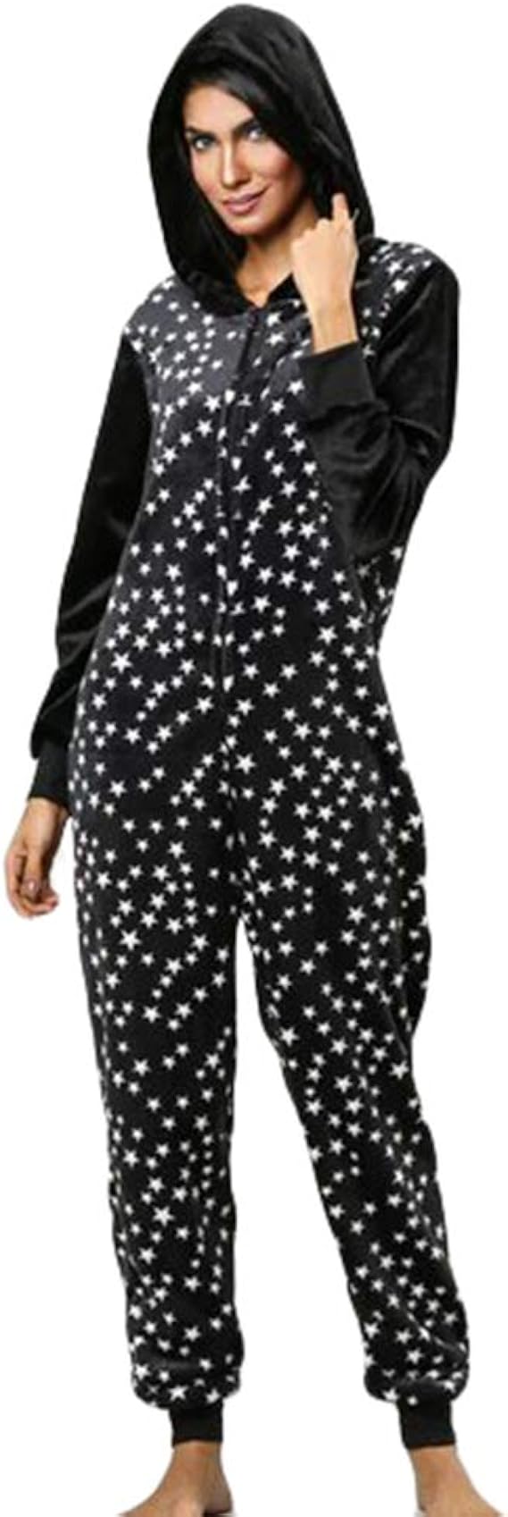 Damen Fleece-Einteiler Mit Kapuze – Weicher Strampler Für Zuhause, Pyjama Oder Lounge