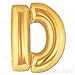 AFTERLOON® 40 Inch Giant Jumbo Helium Foil Mylar Alphabet Balloons for Graduation Anniversary Celebration Bridal Shower Wedding Birthday Party Decorations, Premium Quality, Matte Gold, Letter D