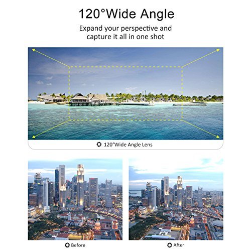 Lentes para Móviles,Blitzwolf Lente Gran Angular de 120-Grados Lente de Cámara Profesional 4k HD para iPhone SE/7/7 Plus/6S Plus/6S/6/5S/5C/5, Samsung Galaxy S5/S6/S6 Edge, Note4/5, LG, HTC, Moto, Nexus, Sony Xperia