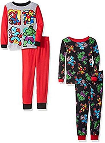 Marvel Boys' Avengers 4-Piece Pajama Set Size 4 Red, Black