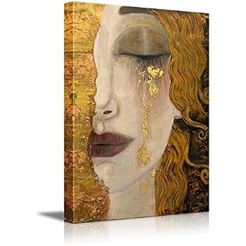 Gustav Klimt 'Freya's Golden Tears' Canvas Art Print - Framed Lady Eyes Painting 379