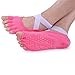 Hylaea Yoga Socks for Women, Non Slip Grip Socks for Pilates, Ballet, Barre, Bikram, Studio, Workout (Black/Watermelon Red, Small/Medium (Women's shoe 6-11))