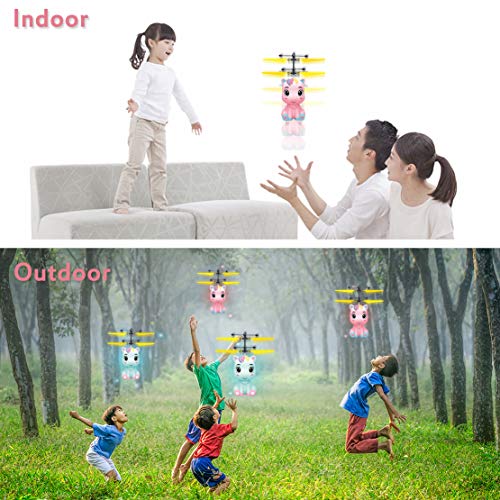 Flying Ball Toys, RC Toy for Kids Boys Girls Gifts Rechargeable Light Up Ball Drone Infrared Induction Helicopter with Remote Controller for Indoor and Outdoor Games (Blue)