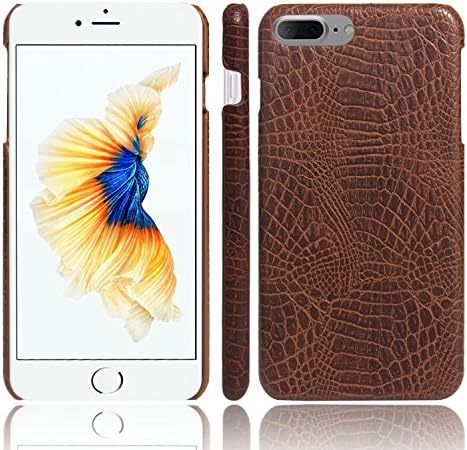 Premium Vintage PU Leather Crocodile Pattern Back Case Cover for Apple iPhone 8 Plus 8+ (Brown)