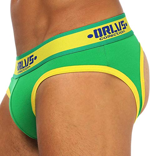 Mens Sexy Underwear Briefs,Jockstrap Cotton Bulge Pouch Low Rise Breathable Triangle Heath to wear Underpants Green