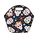InterestPrint Mexican Sugar Skull Insulated Lunch Tote Bag Reusable Neoprene Cooler, Day of the Dead Portable Lunchbox Handbag for Men Women Adult Kids Boys Girls
