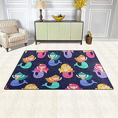Yochoice Non-Slip Area Rugs Home Decor, Hipster Colorful Cute Mermaid Girls Floor Mat Living Room Bedroom Carpets… 51u%2BM6Z0wkL