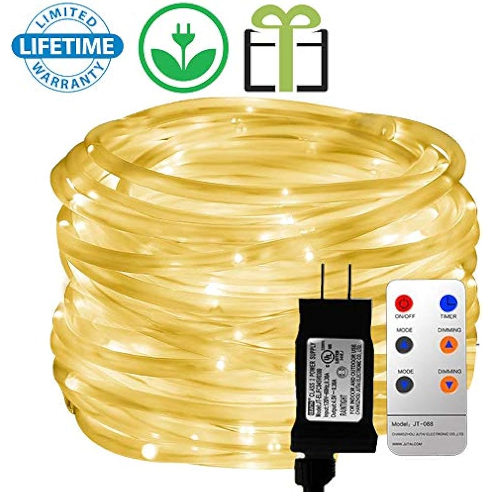 Outdoor LED Rope Lights, Malivent Remote 33foot 136 Swimming Pool