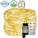 LED Rope Lights, Remote 33FT 136 LED Indoor Outdoor Rope Lights, 8 Modes/Timer, Plug in Tube Lights Waterproof String Lights for Christmas Garden Patio Party Swimming Pool (Warm White)