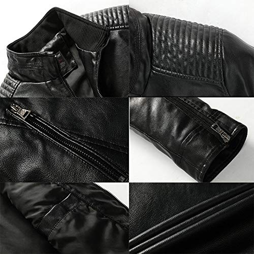 Yaxuan Men's Autumn Winter New PU Leather Jacket, Long Sleeve Washed Thin Motorcycle Leather Jackets, Classic Outerwear,1,M