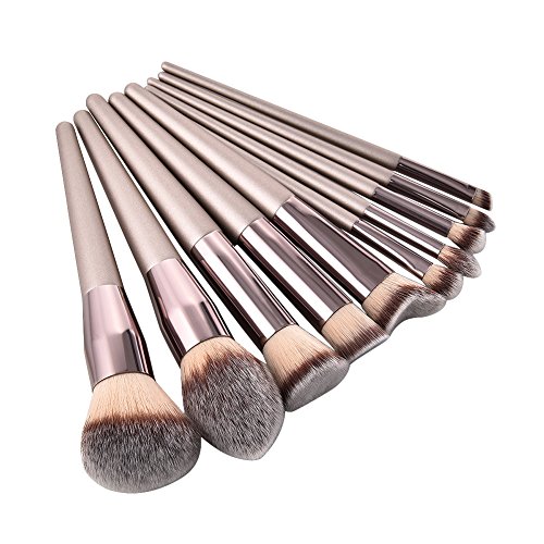 Luxury 10Pcs Champagne Makeup Brushes Set For Foundation Powder Blush Eyeshadow Concealer Lip Eye Make Up Brush Cosmetics Beauty Tools - Champagne 1 Luxury 10Pcs Champagne Makeup Brushes Set For Foundation Powder Blush Eyeshadow Concealer Lip Eye Make Up Brush Cosmetics Beauty Tools - Champagne