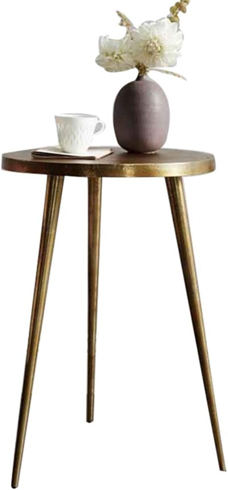 Amazon Com Xbbz Vintage Fashion Metal Coffee Table Nordic Champagne Gold Round Table Modern Minimalist Wrought Iron Side Table Size 40 40 55cm Furniture Decor