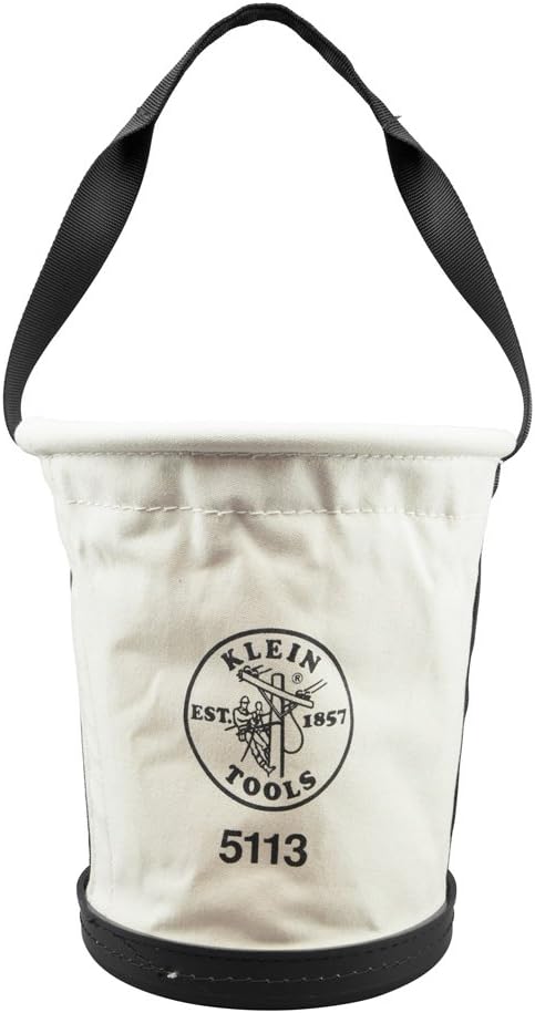 Klein Tools 5113 Canvas Bucket for Tool Storage and Transport is Tapered, Canvas with Web Handle, Made in USA