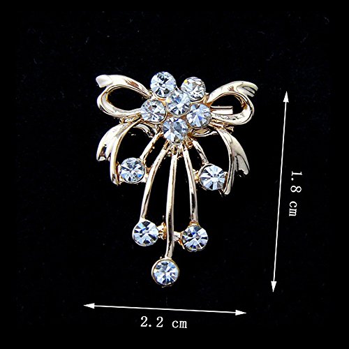 12-Pack Sparkling Crystal Rhinestone Brooches - Mini Floral Pins For Wedding Bouquets & DIY Decor