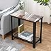 Industrial Side Table, Bonzy Home 2-Tier Nightstand with Mesh Shelf, Wood Look End Table with Metal Frame for Hallway, Living Room, Bedroom, Space Saving and Easy Assembly