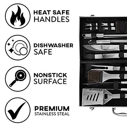 kaluns-BBQ-Grill-set-21-Piece-Utensil-Set-Heavy-Duty-Stainless-Steel-Tools-luxurious-and-essential-tools-for-barbequing-Professional-Grilling-Accessories-for-the-Expert-Complete-Outdoor-Kit
