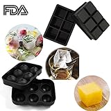 SySrion Silicone Ice Cube Trays, Round Ice Cube Mold & Large Square Ice Cube Tray, Combo Silicone Molds - Ice Cube Tray Mold & Ice Sphere Mold