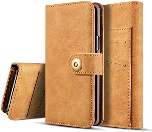 Galaxy S9 Plus Case, Vintage 2 in 1 [Magnetic Detachable] Flip Folio Wallet PU Leather Cases Removable Retro [4 Card Slots] Protective Bag Cover with Card Holder for Samsung Galaxy S9 Plus - Khaki